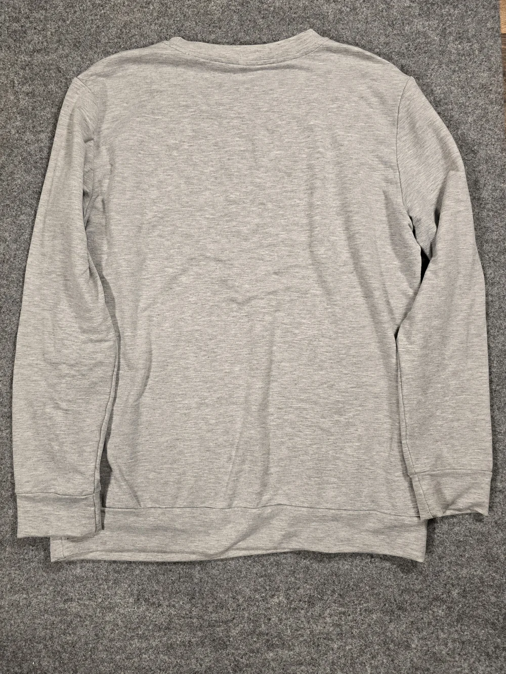 Gray Holiday Sweatshirt with Red Santa Graphic - Unbranded